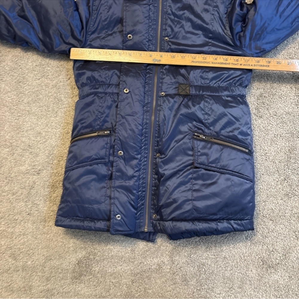Appaman Girls Blue Shiny Middie Puffer Coat  W/colorful Faux Fur Hood Size 12 - Picture 13 of 17
